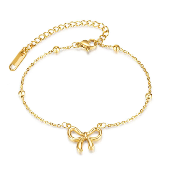 Sweet Bow Knot Titanium Steel Plating Bowknot Bracelets Necklace