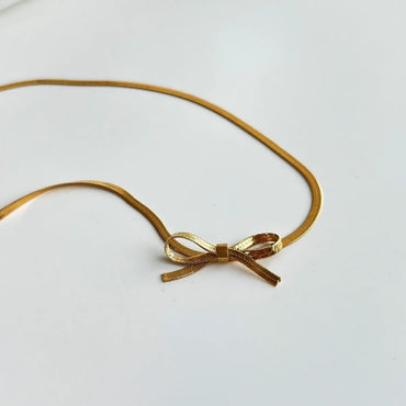 Sweet Bow Knot Titanium Steel Plating Choker