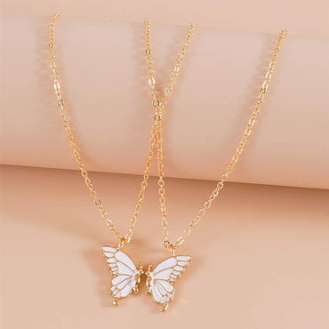 Sweet Butterfly Alloy Enamel Women's Pendant Necklace