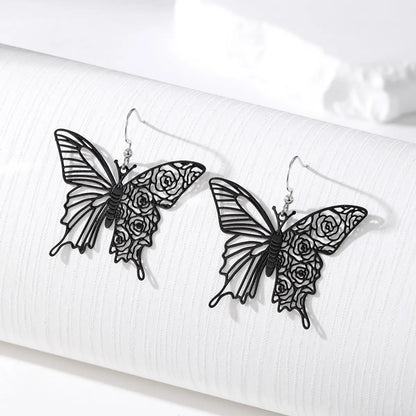 Sweet Butterfly Alloy Hollow Out Women'S Drop Earrings