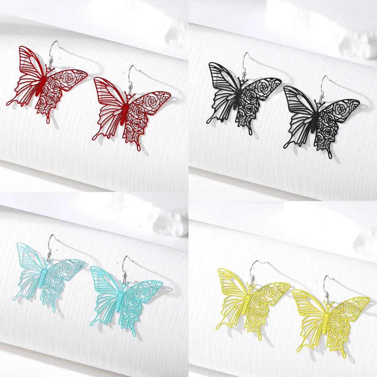 Sweet Butterfly Alloy Hollow Out Women'S Drop Earrings