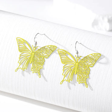 Sweet Butterfly Alloy Hollow Out Women'S Drop Earrings