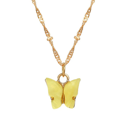 Sweet Butterfly Alloy Pearl Plating Pendant Necklace 1 Piece