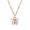 Sweet Butterfly Alloy Pearl Plating Pendant Necklace 1 Piece