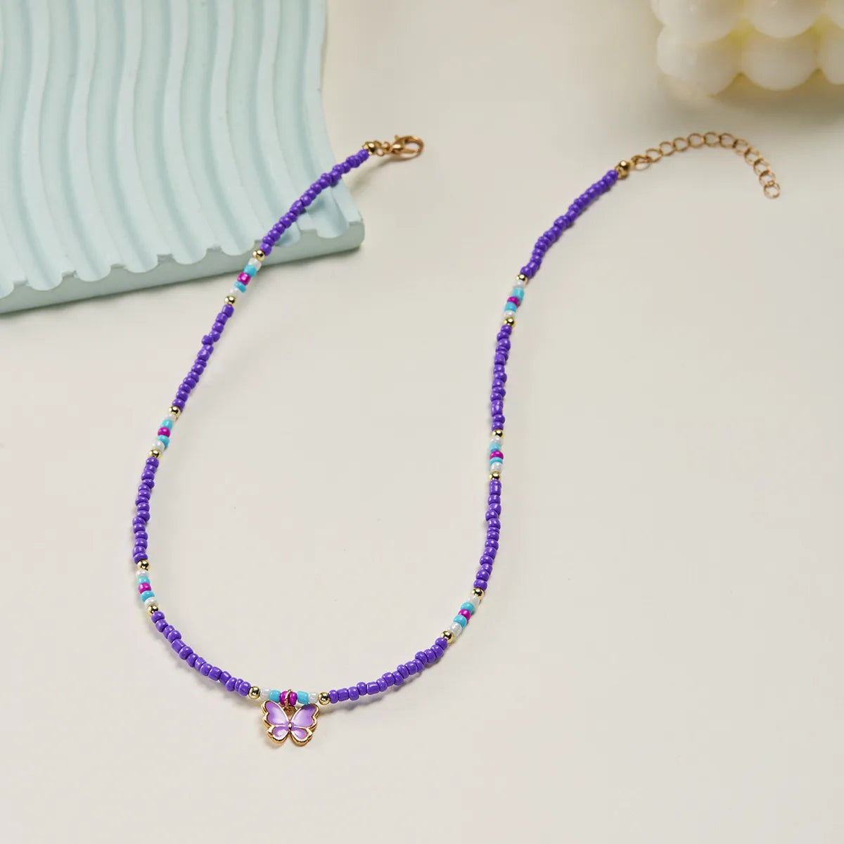 Sweet Butterfly Alloy Seed Bead Wholesale Pendant Necklace