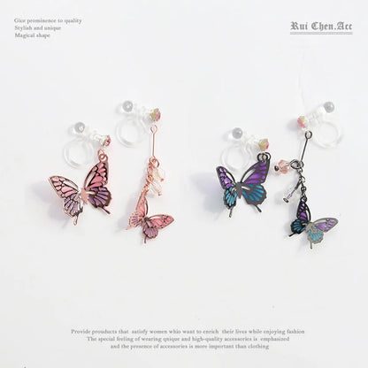 Sweet Butterfly Metal Enamel Women's Earrings 1 Pair