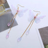 Sweet Butterfly Polyester Fabric Alloy Inlay Artificial Pearls Rhinestones Women'S Earrings 1 Pair