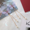 Sweet Butterfly Polyester Fabric Alloy Inlay Artificial Pearls Rhinestones Women'S Earrings 1 Pair