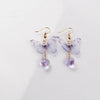 Sweet Butterfly Polyester Fabric Alloy Inlay Artificial Pearls Rhinestones Women'S Earrings 1 Pair