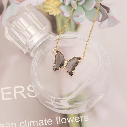 Sweet Butterfly Stainless Steel Necklace Plating Glass Stainless Steel Necklaces