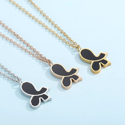 Sweet Butterfly Stainless Steel Plating Acrylic Pendant Necklace 1 Piece