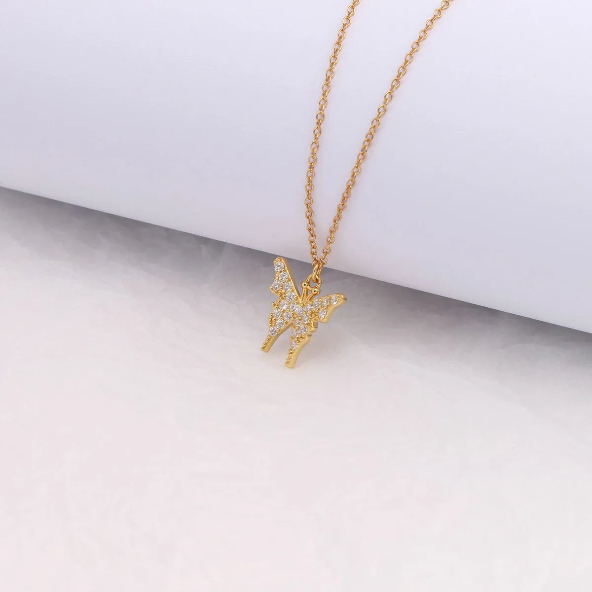 Sweet Butterfly Sterling Silver Zircon Pendant Necklace In Bulk