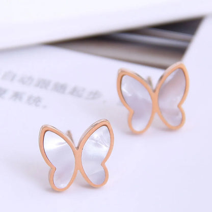 Sweet Butterfly Titanium Steel Ear Studs Plating Stainless Steel Earrings