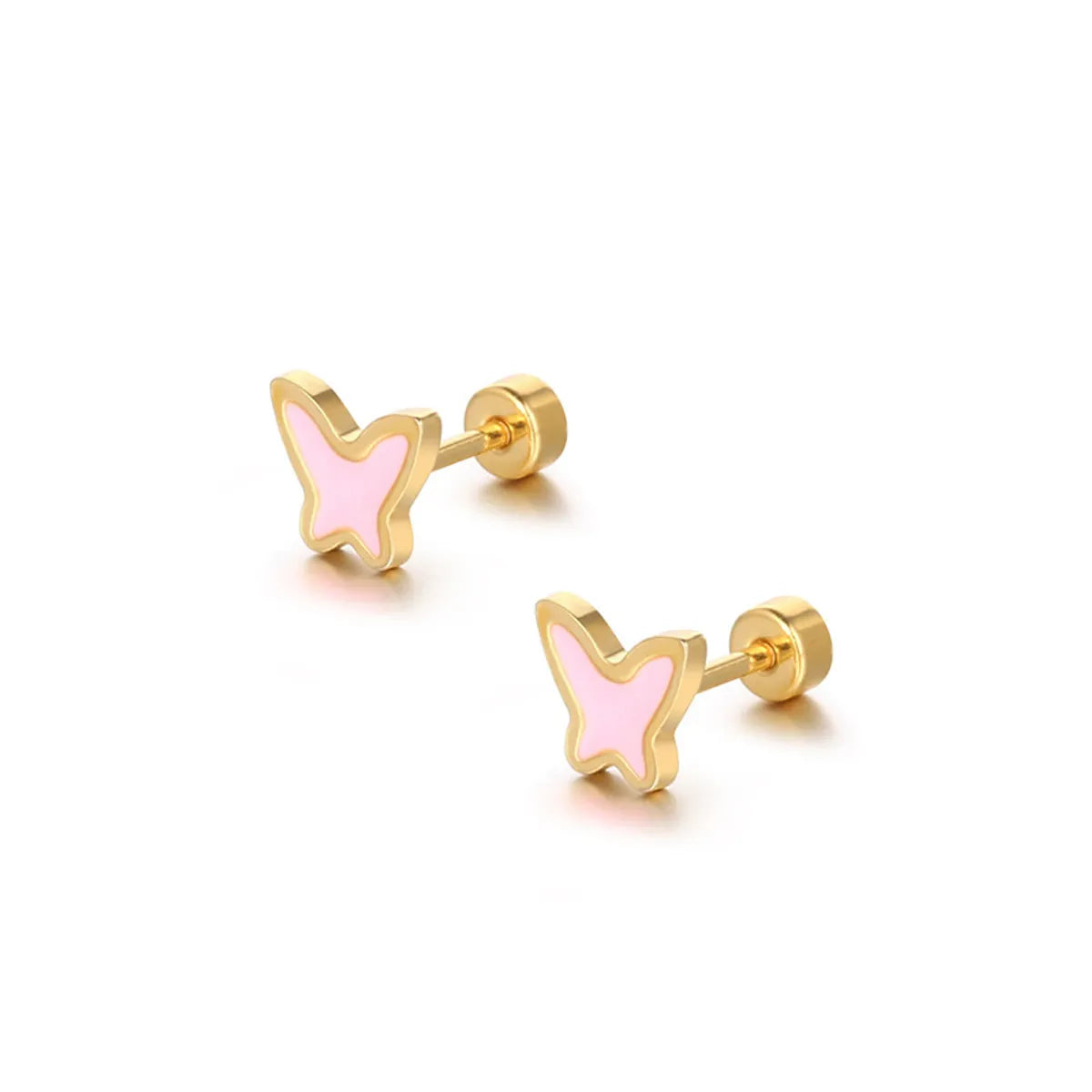 1 Piece Sweet Butterfly Plating 304 Stainless Steel Ear Studs