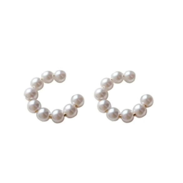 Sweet C Pearl Earrings For Women Alloy Material With Electroplating Treatment Geometric Styling