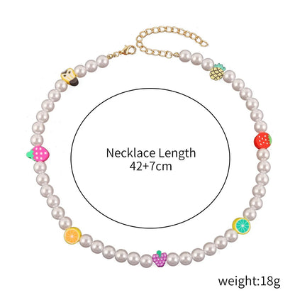 Sweet Cartoon Artificial Pearl Soft Clay Beaded Women'S Necklace