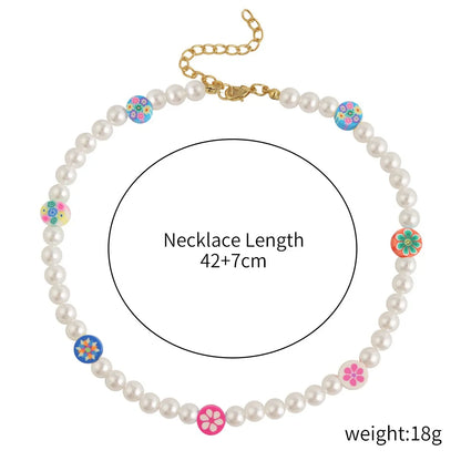 Sweet Cartoon Artificial Pearl Soft Clay Beaded Women'S Necklace