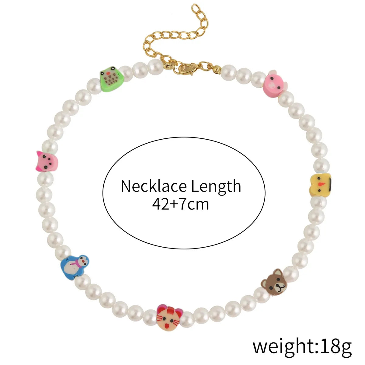 Sweet Cartoon Artificial Pearl Soft Clay Beaded Women'S Necklace