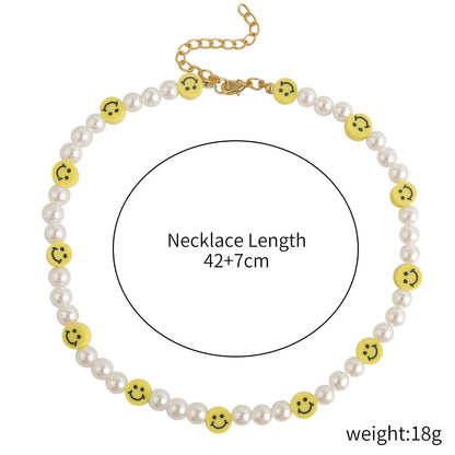 Sweet Cartoon Artificial Pearl Soft Clay Beaded Women'S Necklace