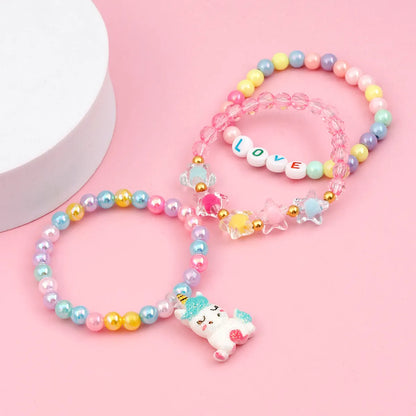 Sweet Cartoon Arylic Plastic Resin Beaded Girl's Bracelets