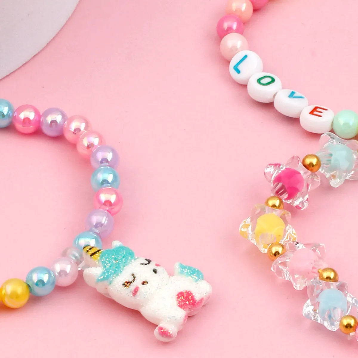 Sweet Cartoon Arylic Plastic Resin Beaded Girl's Bracelets