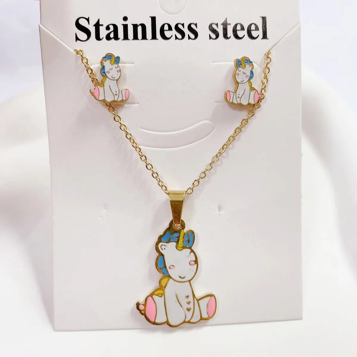 Wholesale Jewelry Sweet Cartoon Titanium Steel Earrings Necklace