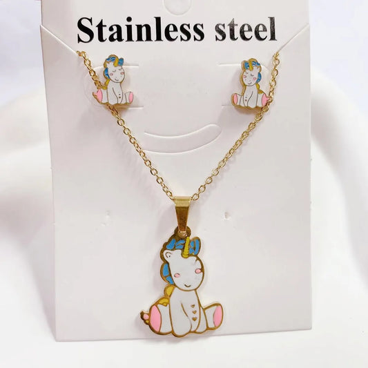 Wholesale Jewelry Sweet Cartoon Titanium Steel Earrings Necklace