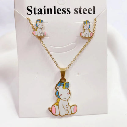 Wholesale Jewelry Sweet Cartoon Titanium Steel Earrings Necklace