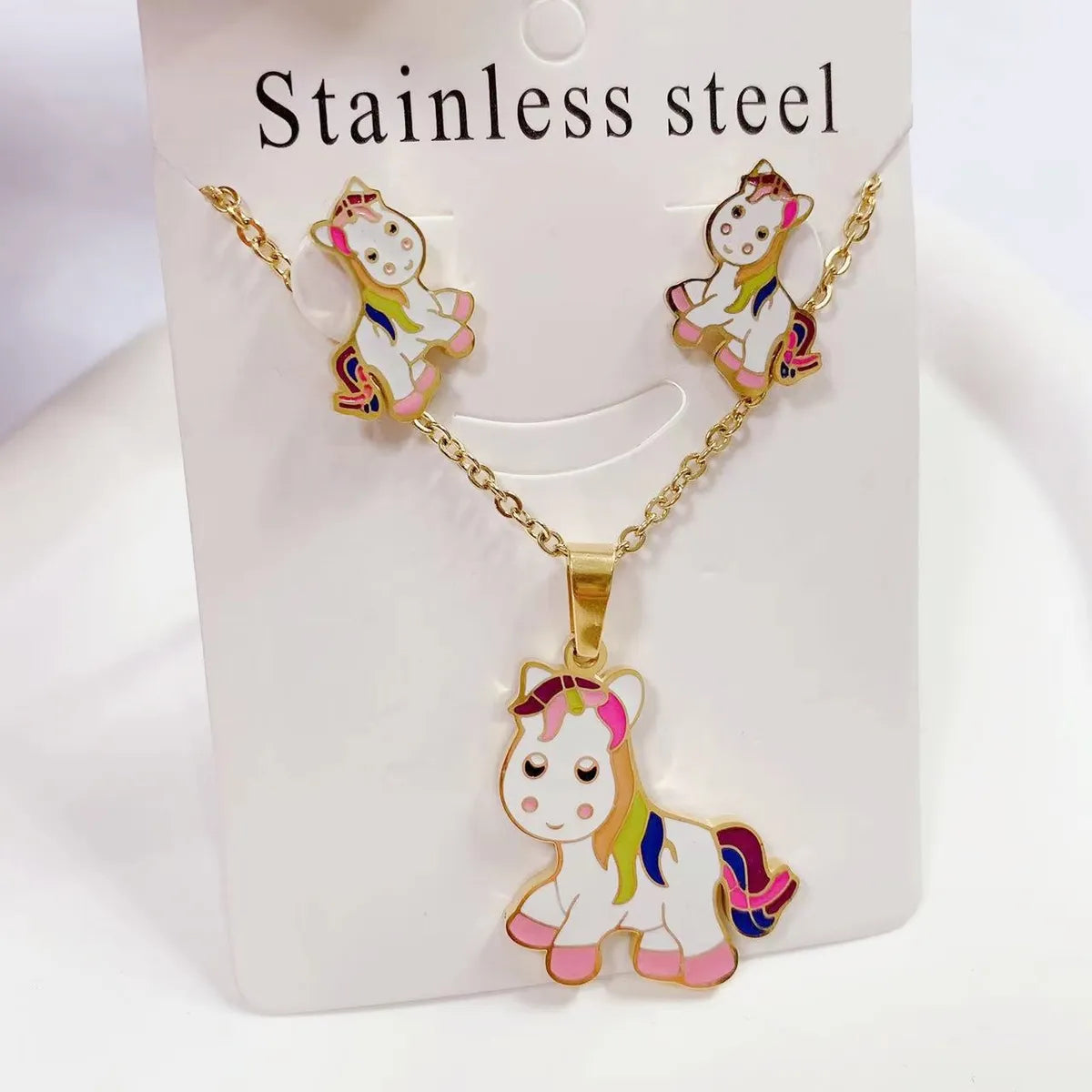 Wholesale Jewelry Sweet Cartoon Titanium Steel Earrings Necklace