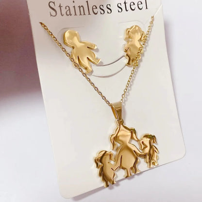 Wholesale Jewelry Sweet Cartoon Titanium Steel Earrings Necklace