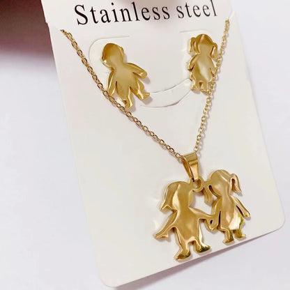 Wholesale Jewelry Sweet Cartoon Titanium Steel Earrings Necklace