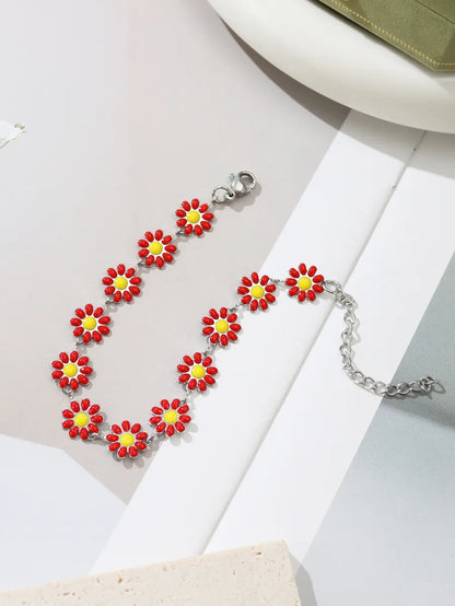 Sweet Classic Style Daisy 304 Stainless Steel Bracelets In Bulk