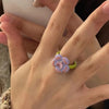 Sweet Classic Style Korean Style Heart Shape Flower Alloy Enamel Inlay Rhinestones Women'S Open Rings