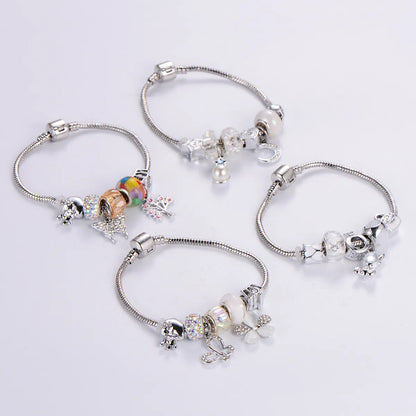 Sweet Classic Style Rabbit Heart Shape Elephant Stainless Steel Alloy Epoxy Inlay Rhinestones Bangle