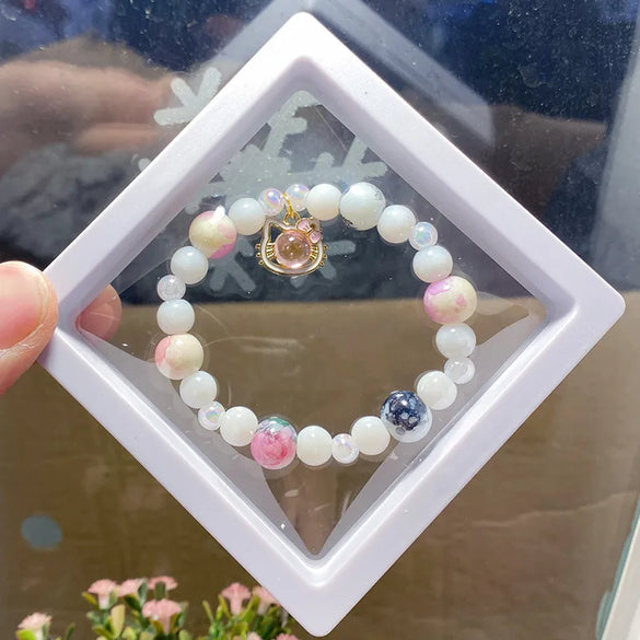 Sweet Color Block Cat Gourd Alloy Glass Wholesale Bracelets