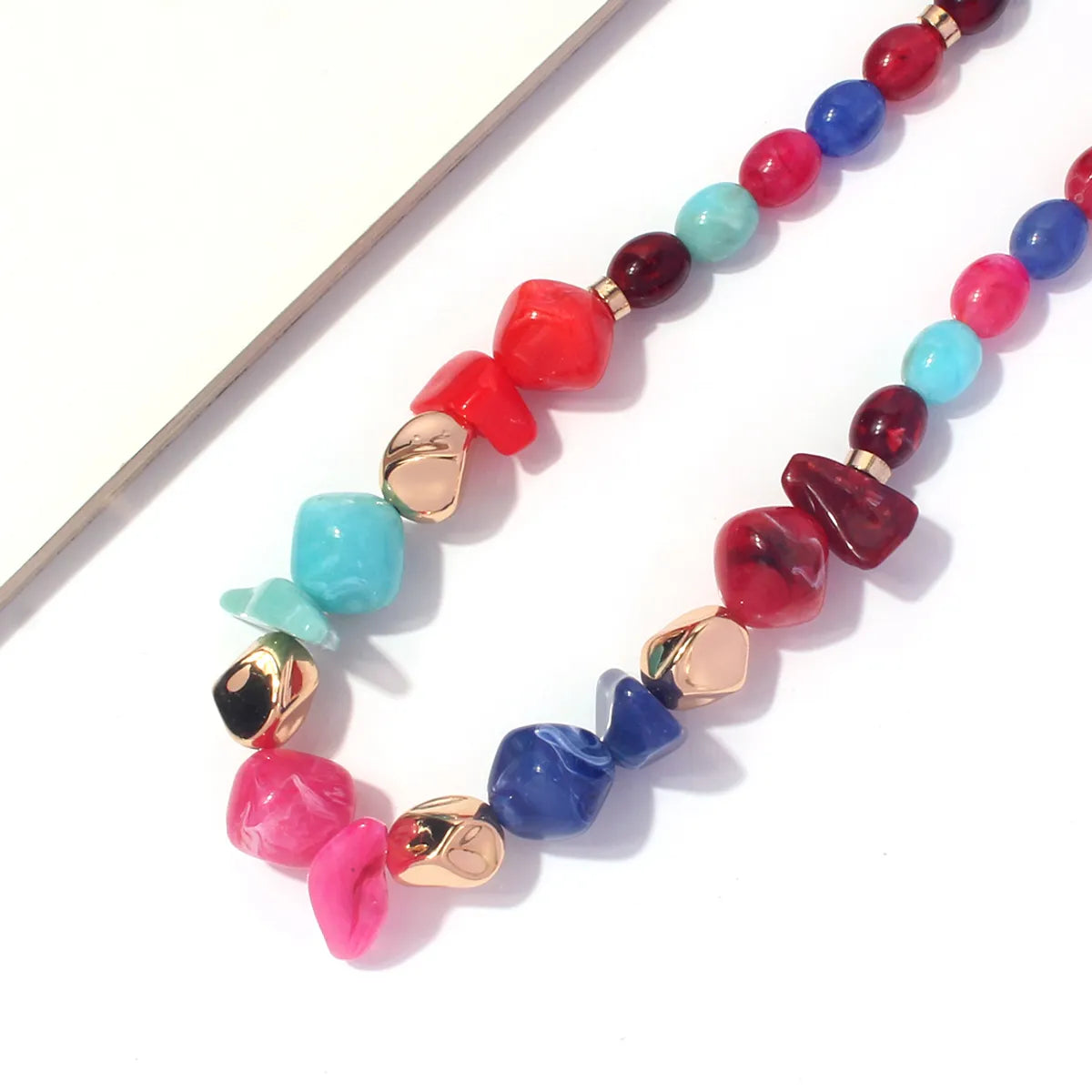 Sweet Color Block Glass Irregular Women's Necklace