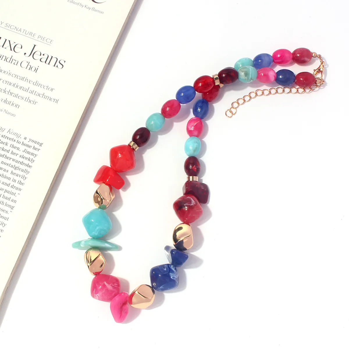 Sweet Color Block Glass Irregular Women's Necklace