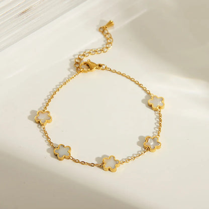 Sweet Commute Heart Shape Flower Butterfly 304 Stainless Steel 18K Gold Plated Bracelets In Bulk