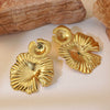 Sweet Cool Wind Flower Lotus Leaf Earrings For Women Stainless Steel Stamping