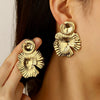 Sweet Cool Wind Flower Lotus Leaf Earrings For Women Stainless Steel Stamping