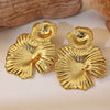 Sweet Cool Wind Flower Lotus Leaf Earrings For Women Stainless Steel Stamping