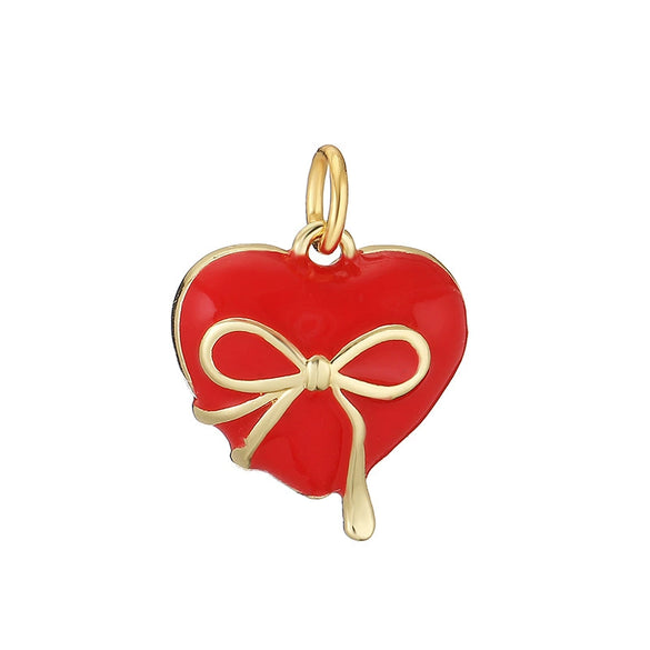 Sweet Copper Heart And Fruit Christmas Bell Pendant Ornament With Zirconia Details For Festive Tree Decoration And Gift Giving