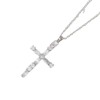 Sweet Cross Copper Zircon Pendant Necklace In Bulk