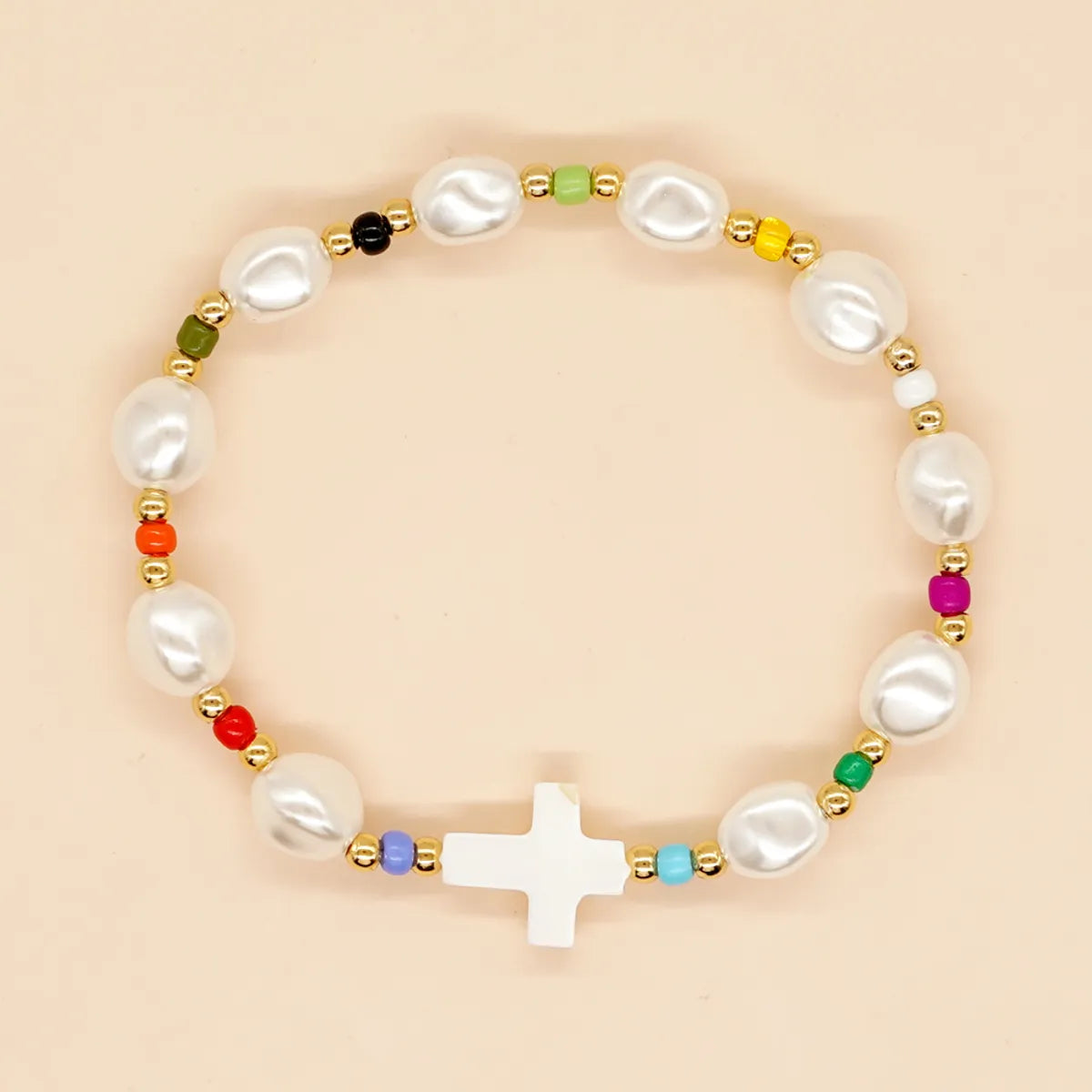 Sweet Cross Imitation Pearl Soft Clay Wholesale Bracelets