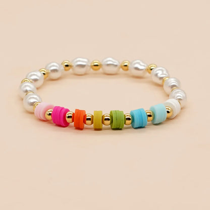 Sweet Cross Imitation Pearl Soft Clay Wholesale Bracelets