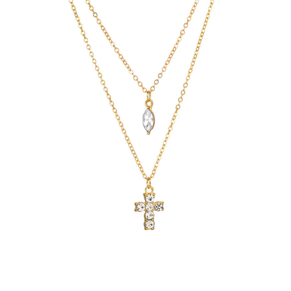 Sweet Cross Water Droplets Artificial Gemstones Alloy Zinc Alloy Wholesale Pendant Necklace