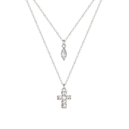 Sweet Cross Water Droplets Artificial Gemstones Alloy Zinc Alloy Wholesale Pendant Necklace