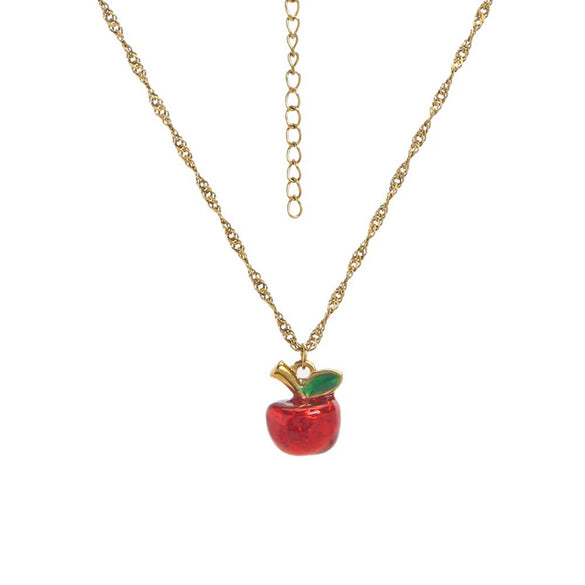 Sweet Cute Oil Dropping Fruit Shaped Pendants With Chains And Necklace Accessories Made Of Stainless Steel