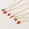 Sweet Cute Oil Dropping Fruit Shaped Pendants With Chains And Necklace Accessories Made Of Stainless Steel