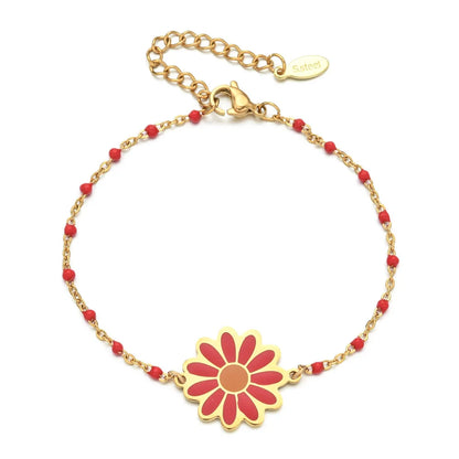 Sweet Daisy Stainless Steel Enamel Plating Bracelets